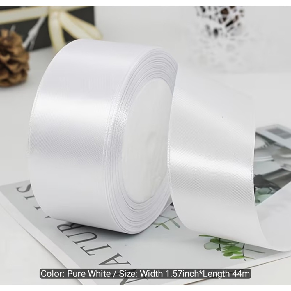 Satin Craft Ribbons 10 Yards 2.5" Wide White NEW